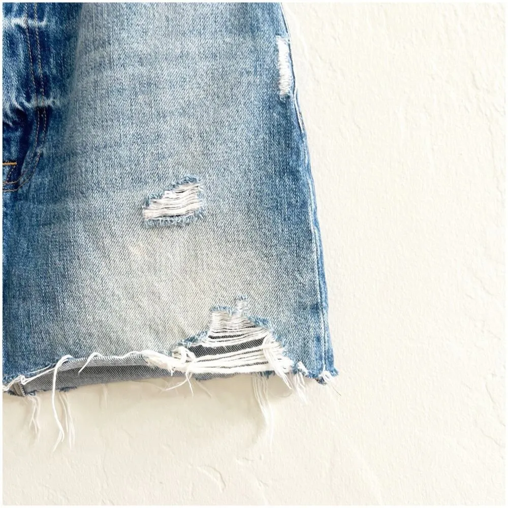 Frame Bales Road Denim Mini Skirt Y2K Distressed Hem Size 27 Grunge Bohemian - Image 4