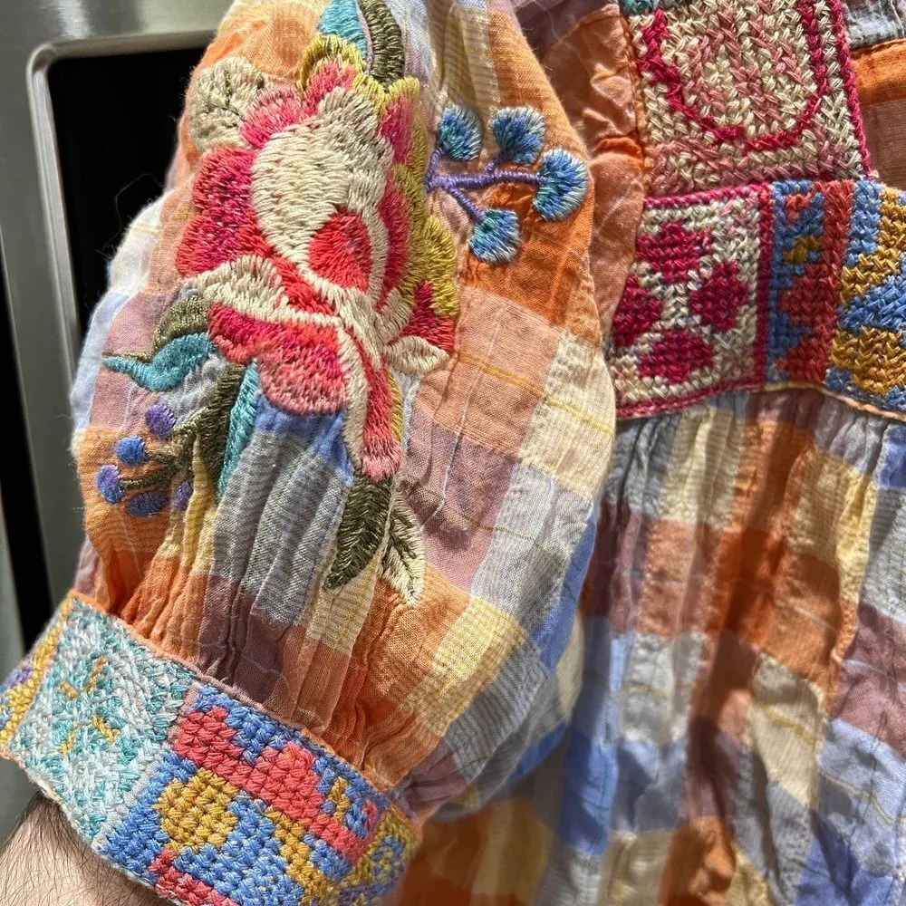 Johnny Was Workshop Petunia Square Neck Park Blouse Boho Chic W18823 - Image 8