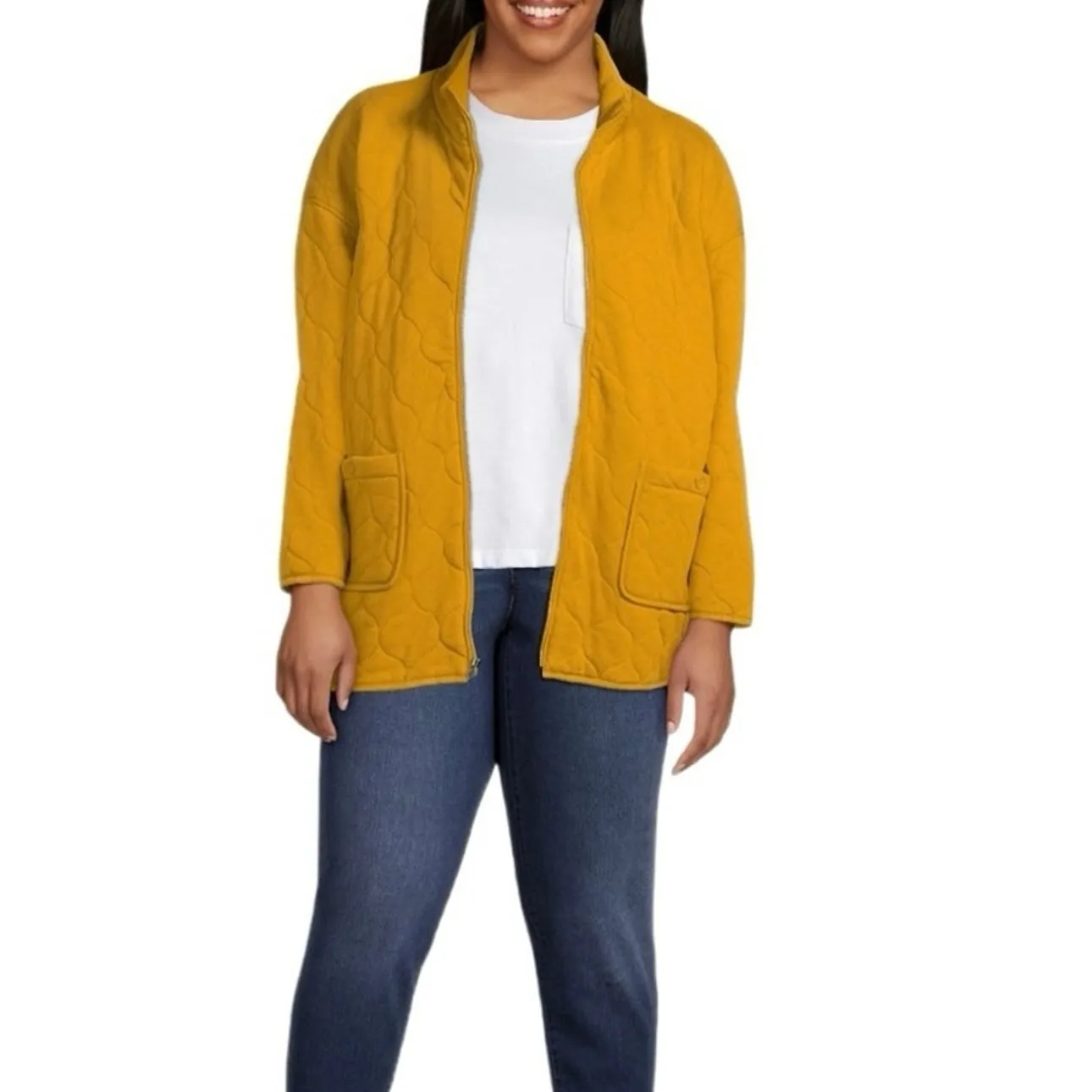 Onion Quilted Boyfriend Jacket in Golden Yellow, Size XL New with Tag SOO Yellow - Image 2