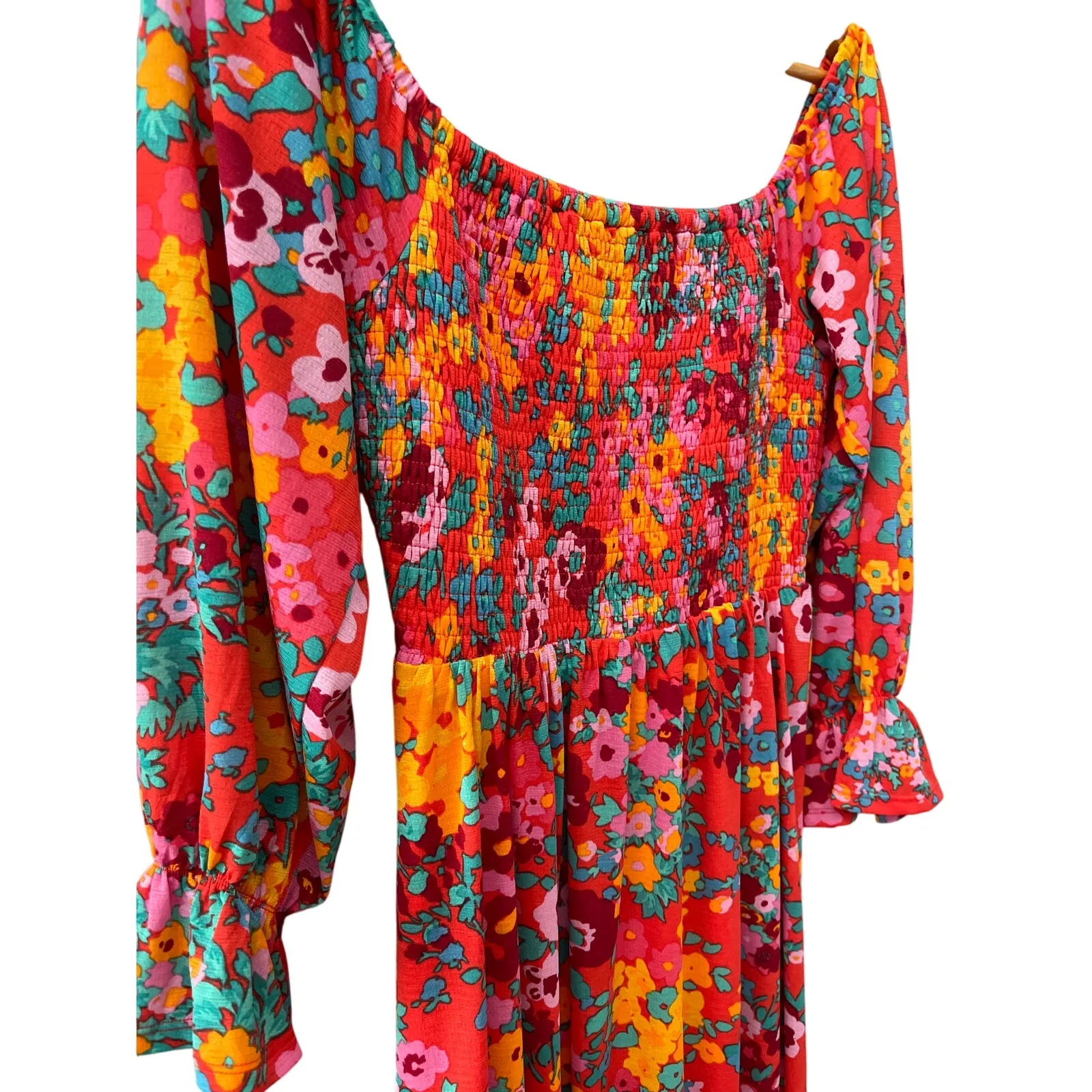 Sugar Lips Francesca Vibrant Wildflower Denni‎ Smocked Midi Dress Size Small - Image 6