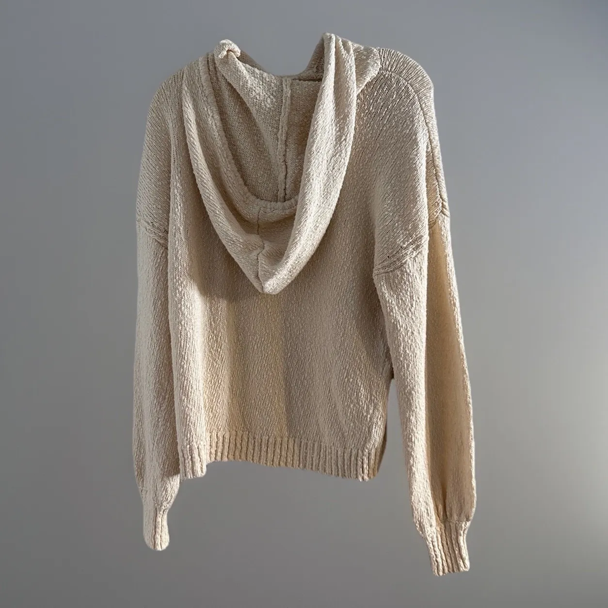 Paige Womens  Textured Knit Drawstring Long Sleeve Sweater Hoodie Cream L - Image 4