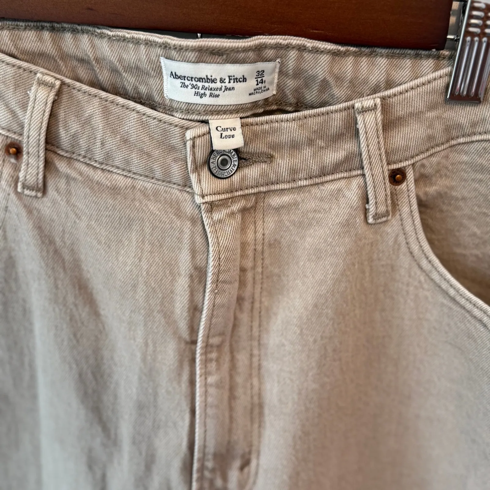 Abercrombie & Fitch Curve Love High Rise 90s Relaxed Jean Oat Size‎ 32/14 NWT - Image 10