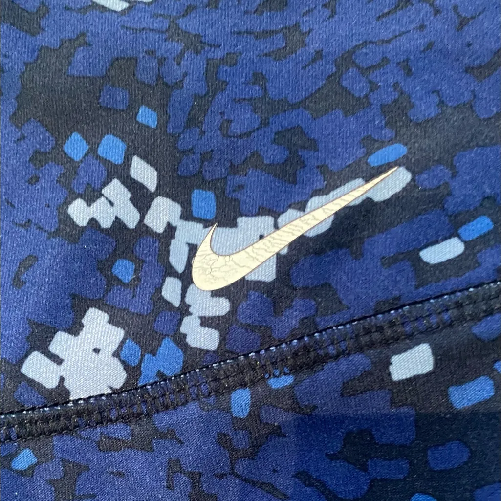 Nike Dri Fit Women’s Size Medium Poly/Spandex Blend Abstract Blue Crop‎ Leggings - Image 6