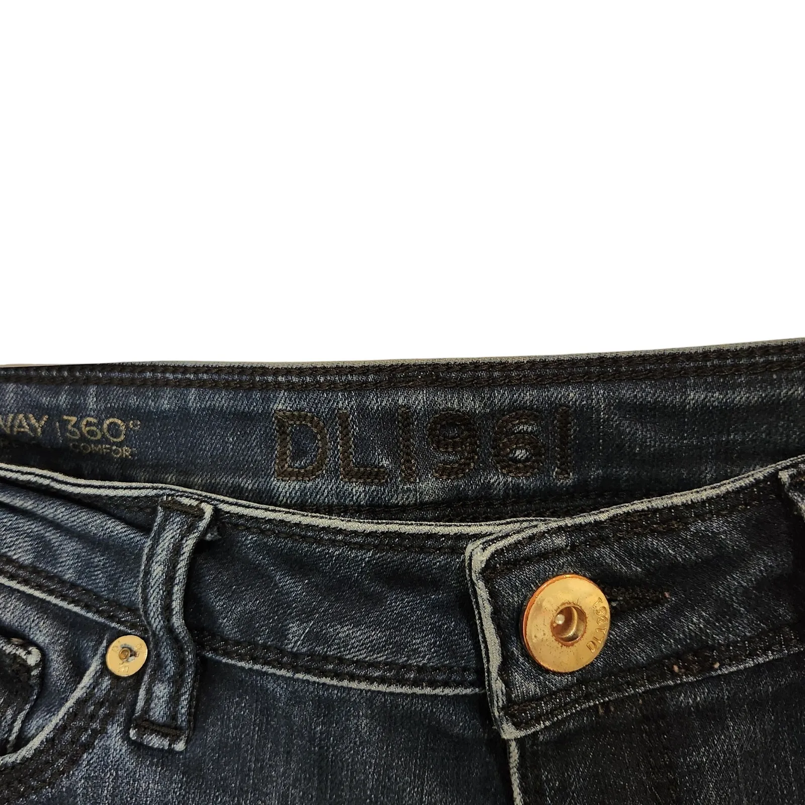 DL 1961 Blue Dark Denim Low Rise Ankle 4-Way Stretch 360 Comfort Skinny Jeans - Image 7