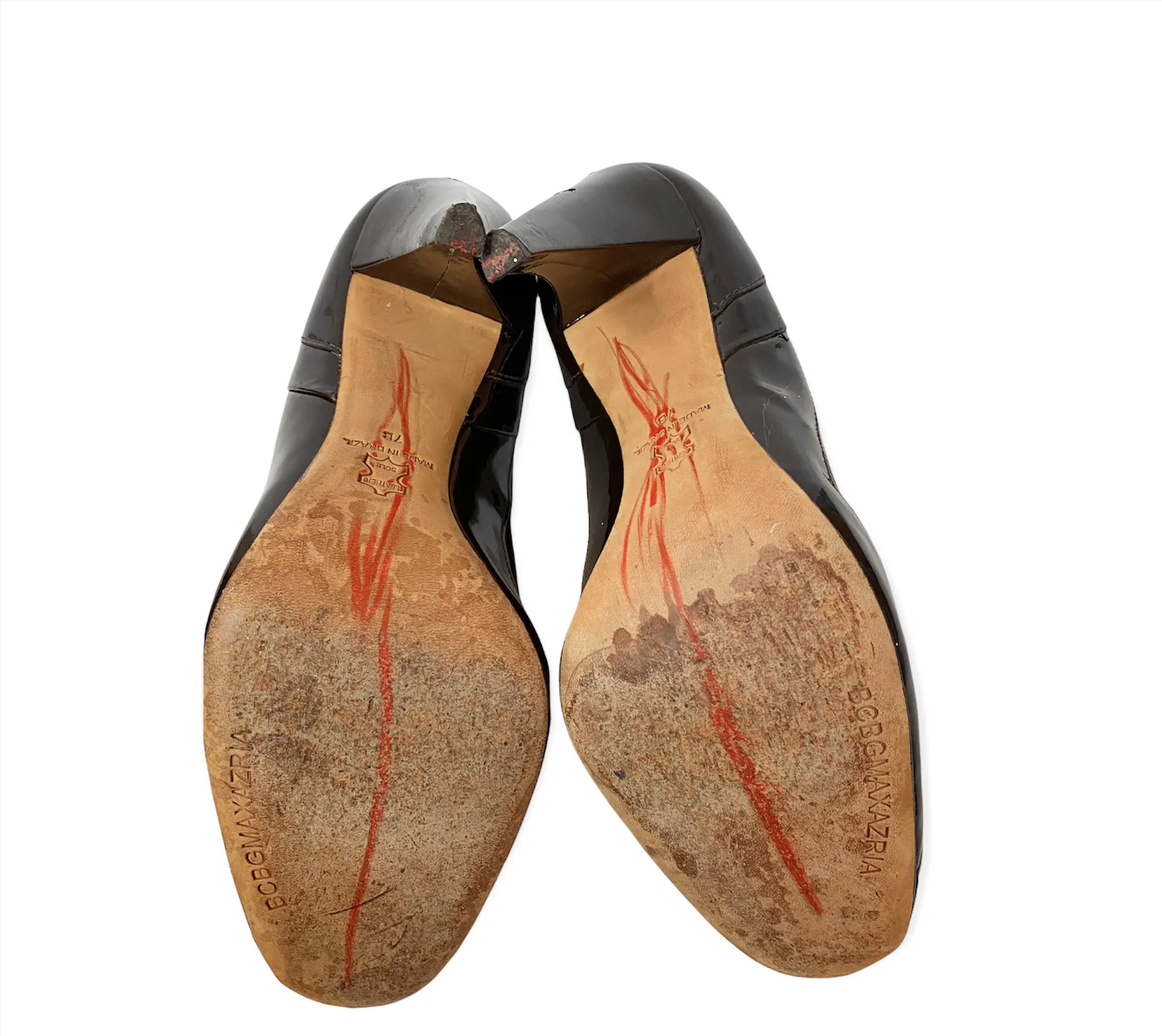 Brown Patent Leather Satin pump heels Women shoe size 7 B Brazil - Image 5