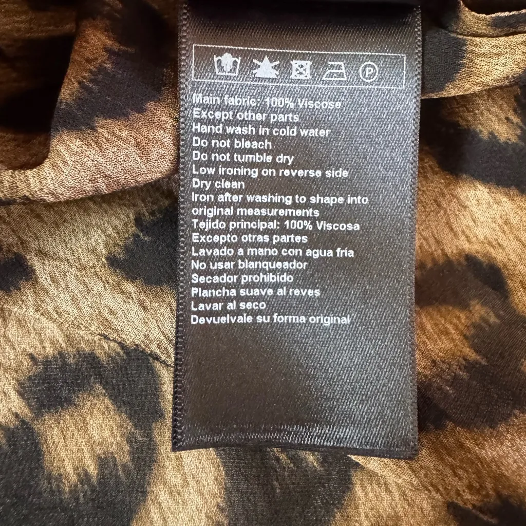 ba&sh Lady Top Leopard Print Sheer Blouse Button Front Flowy Viscose Medium - Image 5