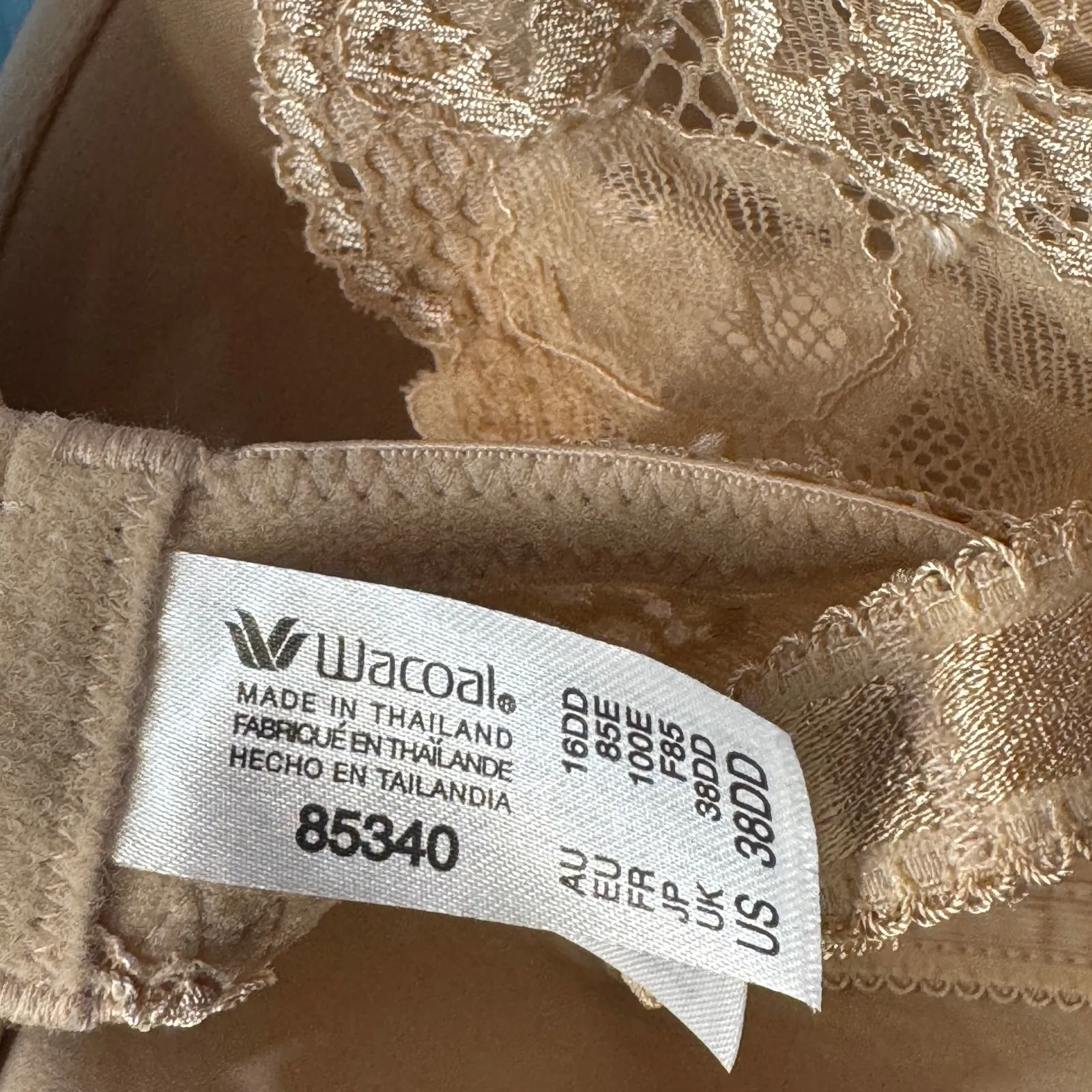 Wacoal SZ 38DD French Garden Contour Bra Lace Accent Adjustable Straps Underwire - Image 8