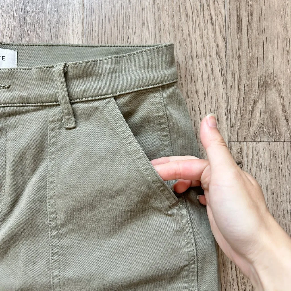 Evereve Payton Utility Ankle Slit Pant in Olive Green Size 28 - Image 7