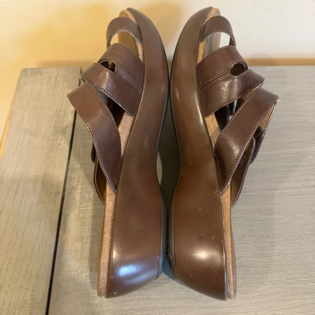 Dansko Donna Coffee Swirl Sandal Wedge Heel Platform Slide Open Toe Leather 40/9 Brown - Image 3