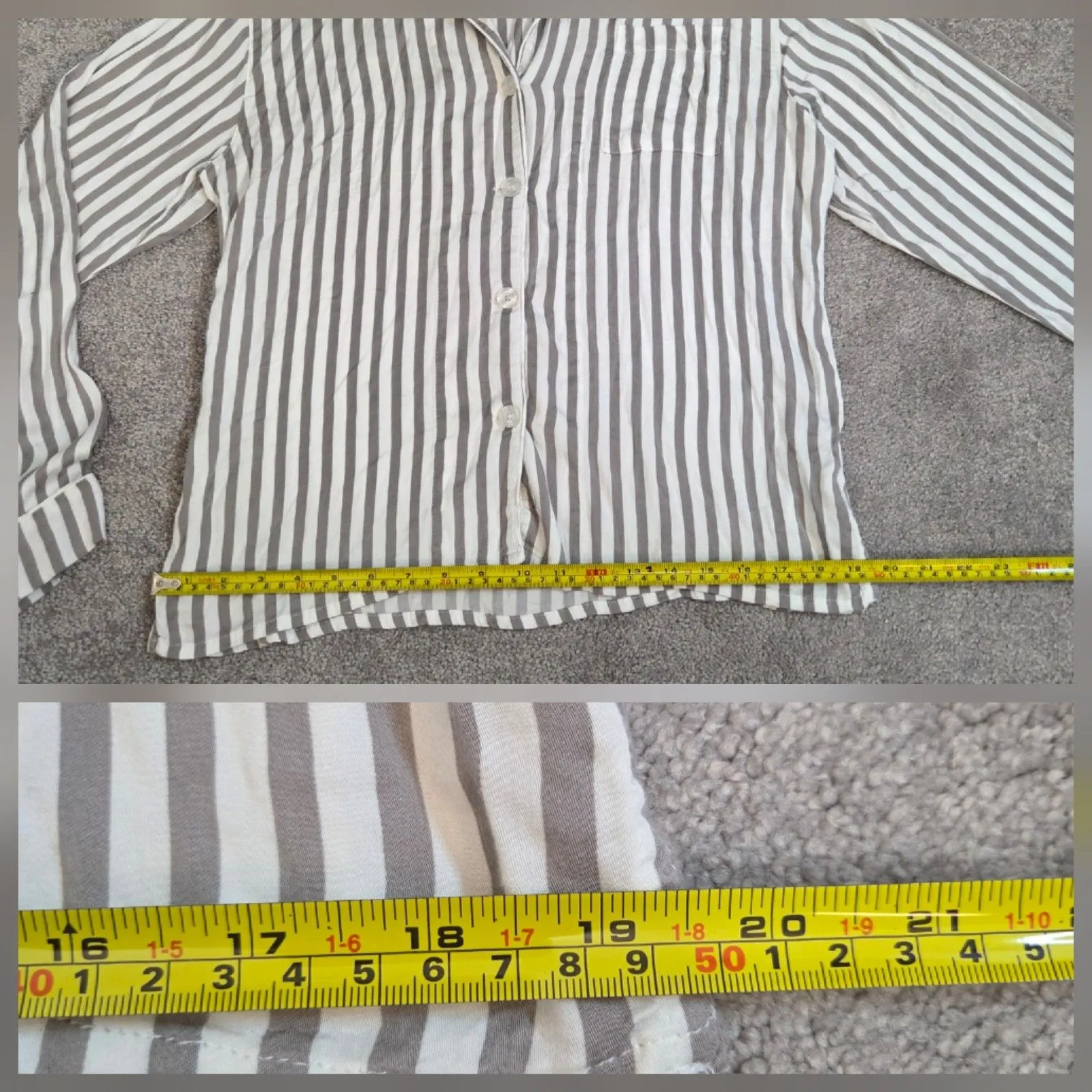 PJ Salvage Striped Pajama TOP ONLY Size Large L Button Down Long Sleeve Stretch - Image 9