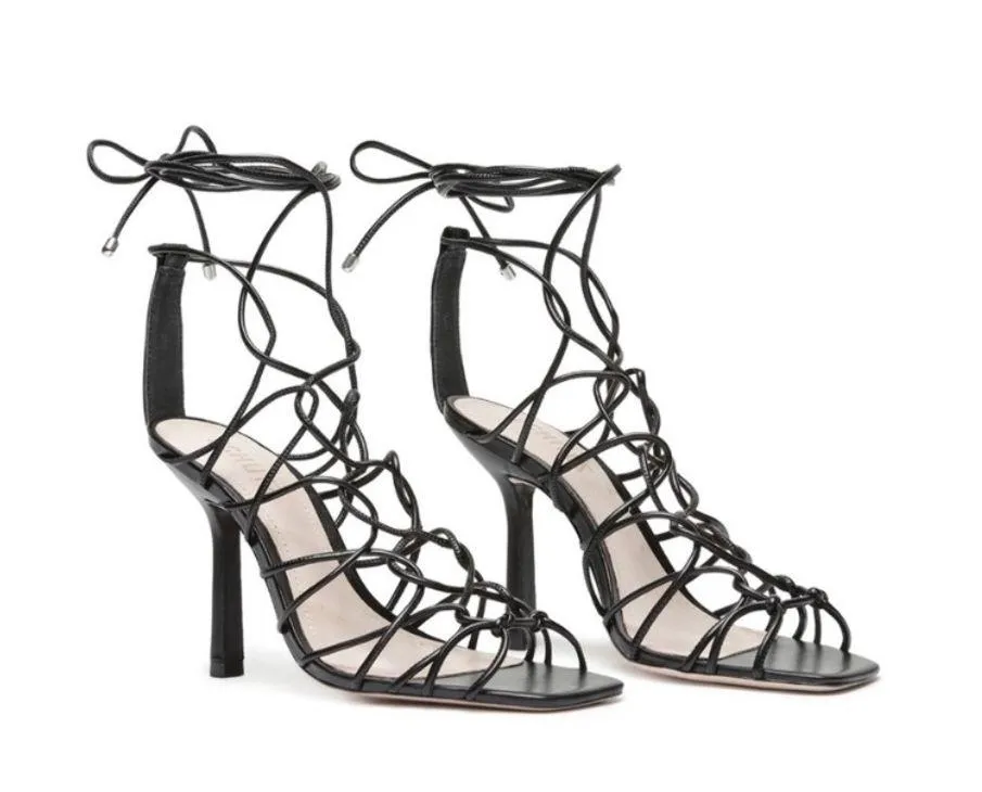 Schutz Heyde Leather Lace Up High Heel Sandal Size 8 - Image 2