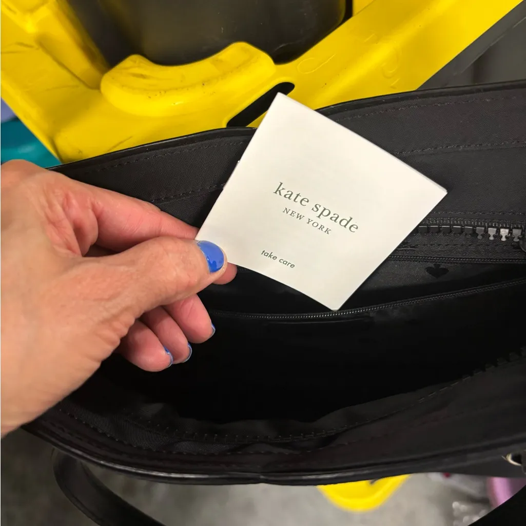 Kate Spade chelsea Jae  Medium Satchel Tote Bag Shoulder Bag Black Nylon - Image 8