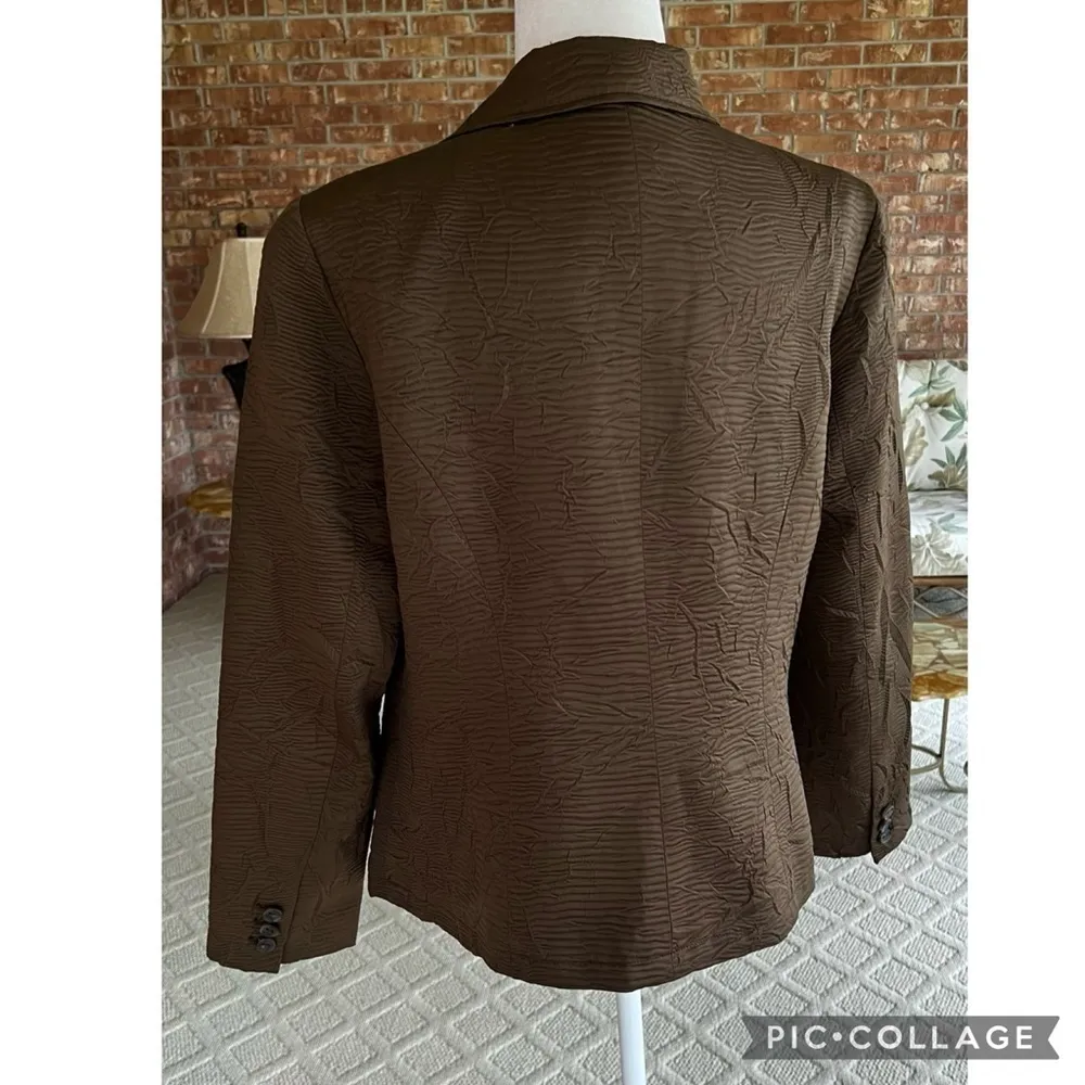 Coldwater Creek Blazer Brown Textured One Button 10/12 Work Job Office Casual - Image 5