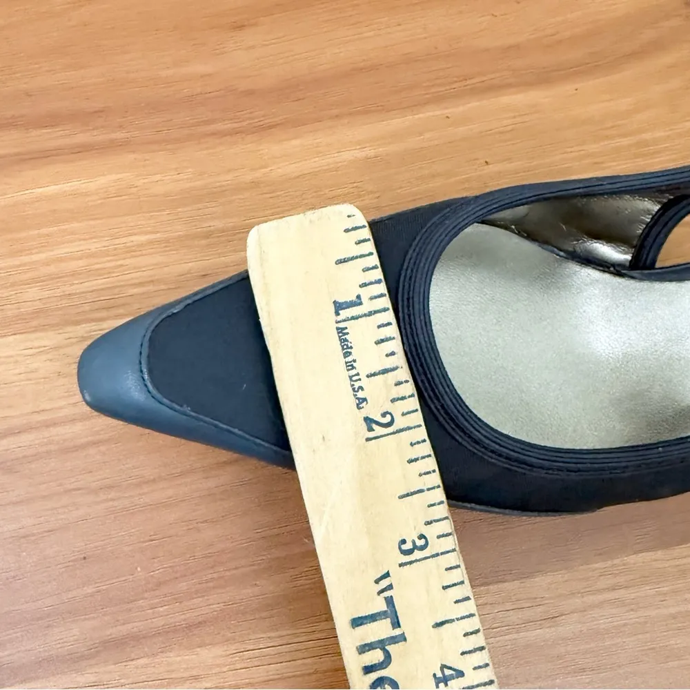 Vintage BANDOLINO Midnight Blue Open Side Cut Pointy Toe Kitten Heels  Pumps 6M - Image 10