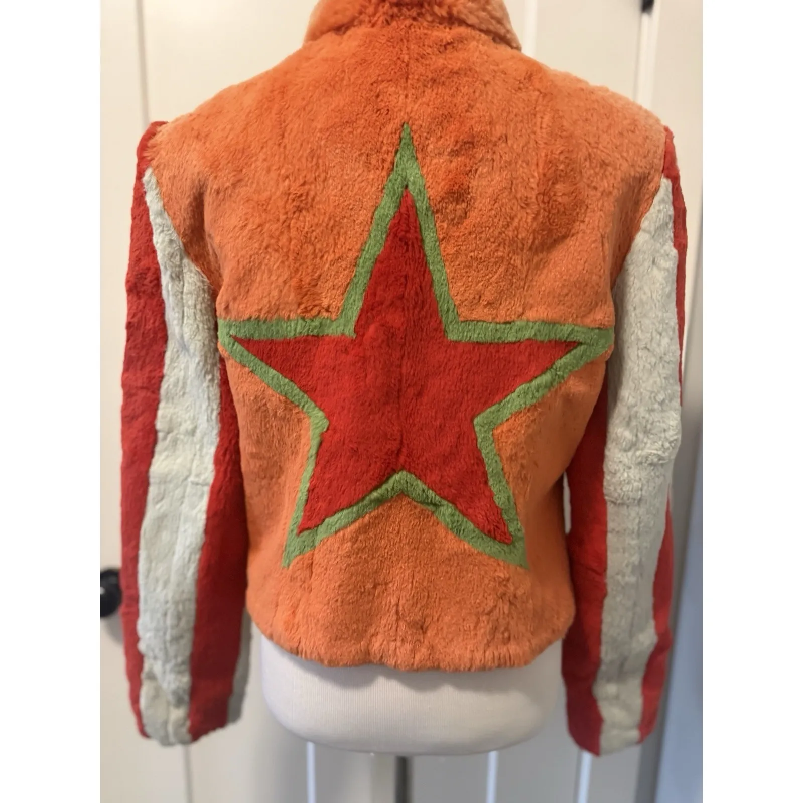 Vintage VANSON Jacket Measures As A Size Small/Medium Polyester Faux Fur No Tags Orange - Image 4