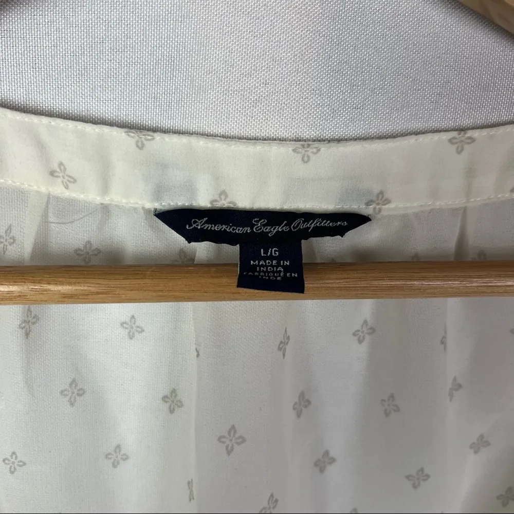 American Eagle AEO White Sheer Boho Long Sleeve Blouse L - Image 26