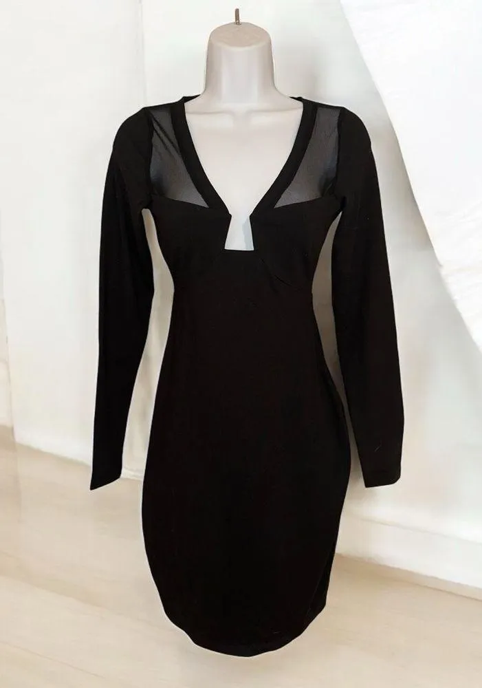 SUSANA MONACO- BLACK V NECK WIRE MESH MINI DRESS SIZE SMALL NWT!! - Image 3
