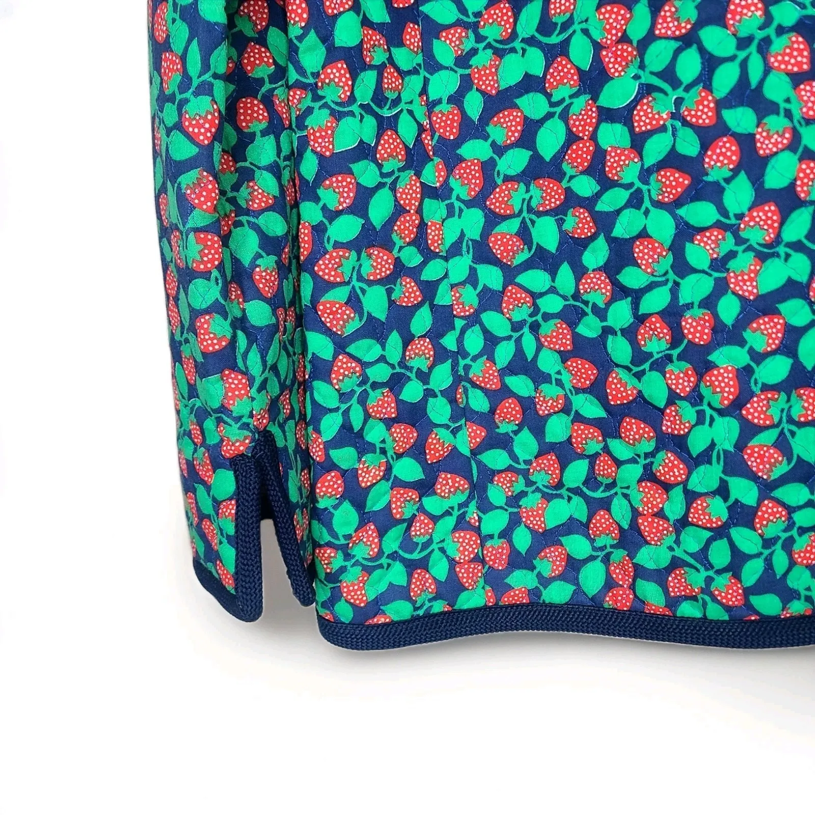 Handmade Quilted Jacket Cottage Boho Strawberry Checked‎ Print - Image 5