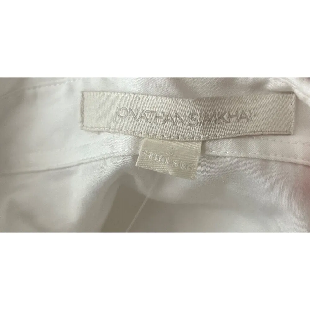 JONATHAN SIMKHAI White Lace Up Bell Sleeve Tier Polin Shirt S Business Office - Image 10