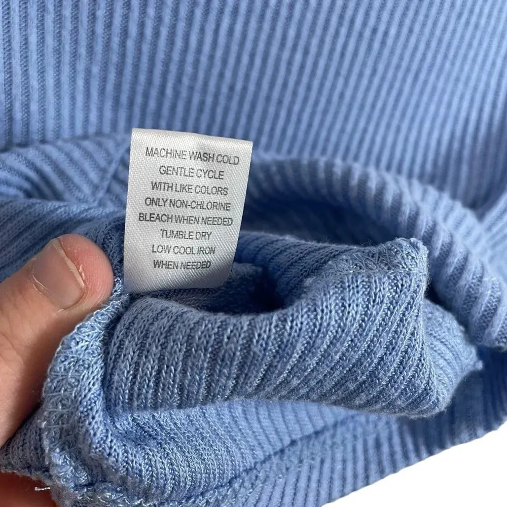 PacSun Women’s Ribbed Fitted Cropped Tee in Blue Size S - Image 8