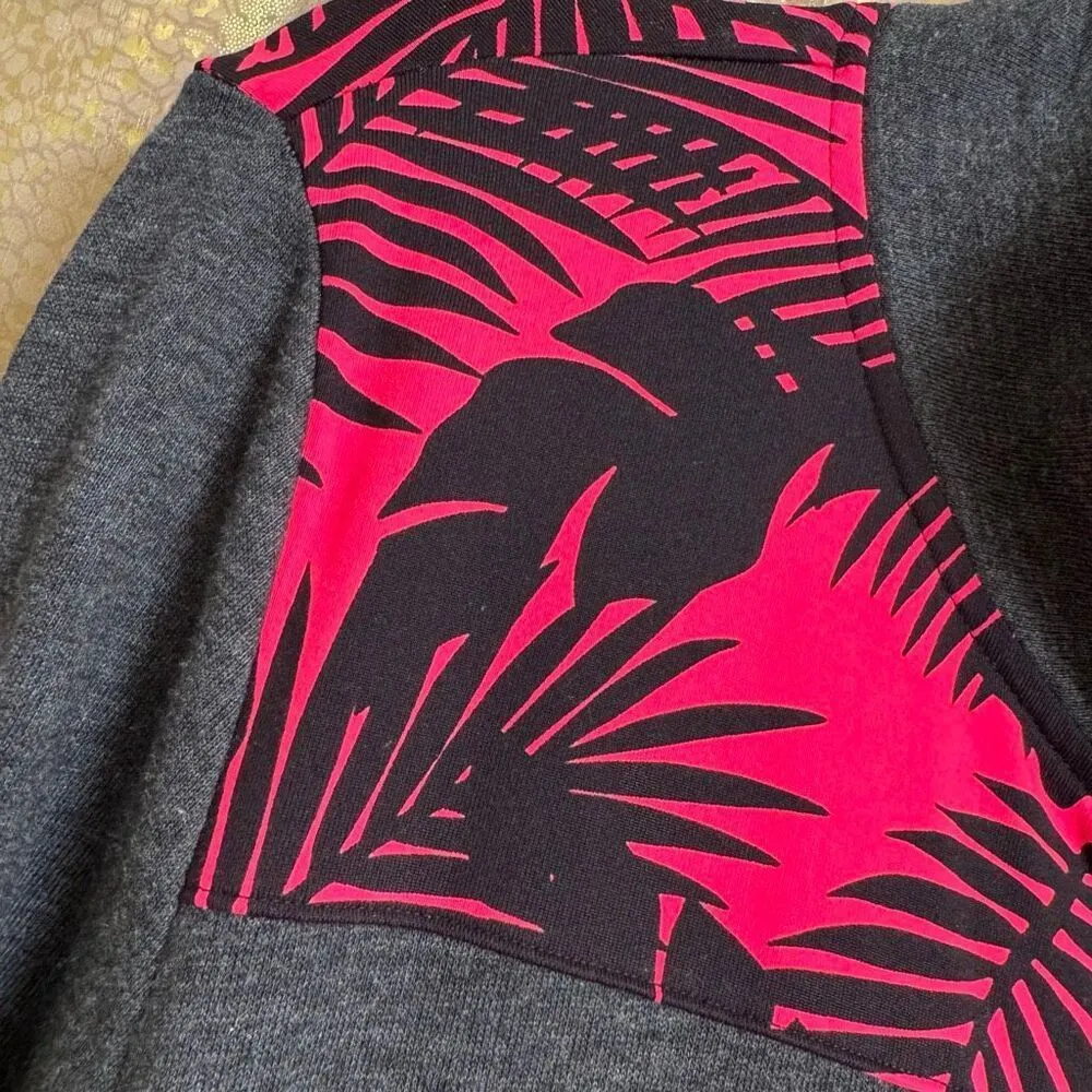 PINK Victorias Secret Gray Hot Pink Hawaiian 1/4 Zip Pullover Sweater Large - Image 4