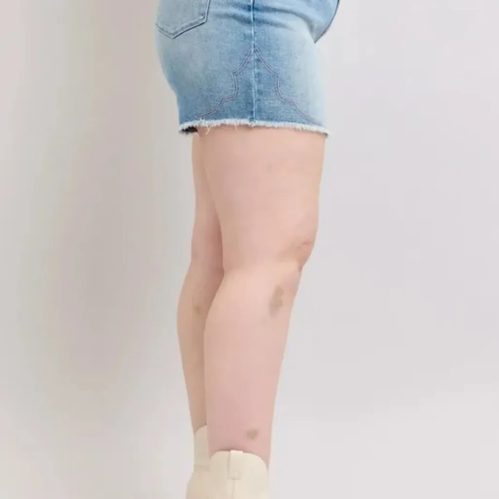 Judy Blue Plus Size High Waist Western Embroidery‎ Detail Cut Off Denim Shorts - Image 4