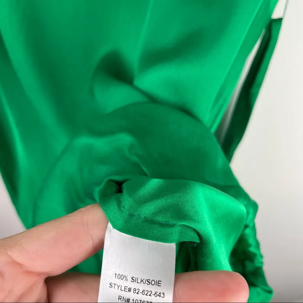 Alice + Olivia Green Silk Mini Dress Tie Waist Sleeveless - Image 6