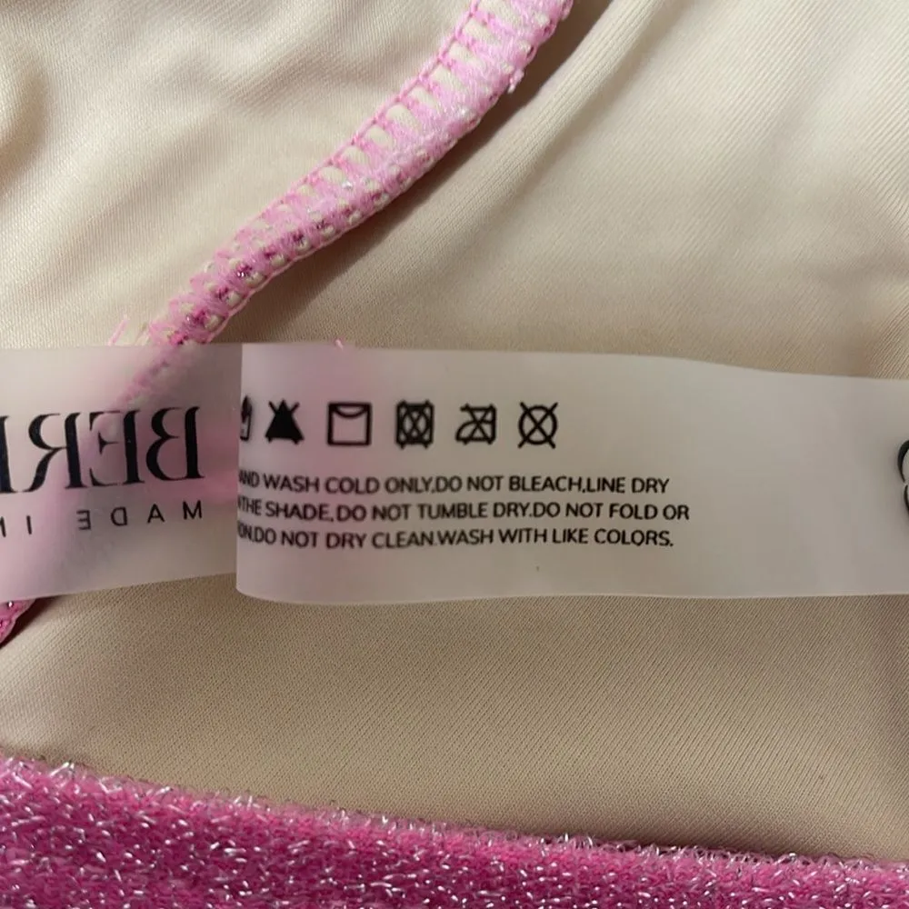 Berlook Shimmer Pink Lurex Cutout One Piece Swimsuit size XL - Image 10