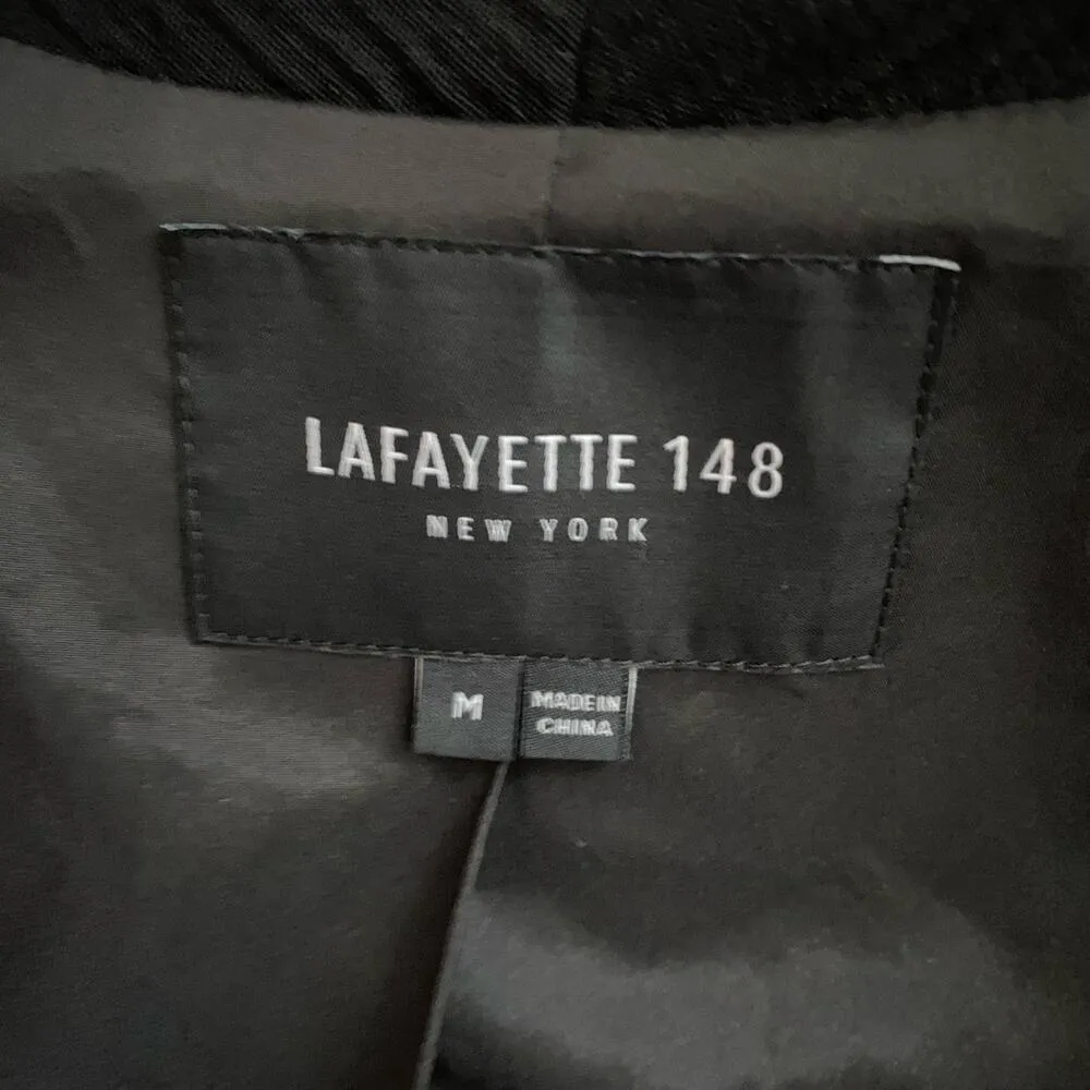 Lafayette 148 New York Size M Wool Blend Open Front Jacket Black Minimalist - Image 4