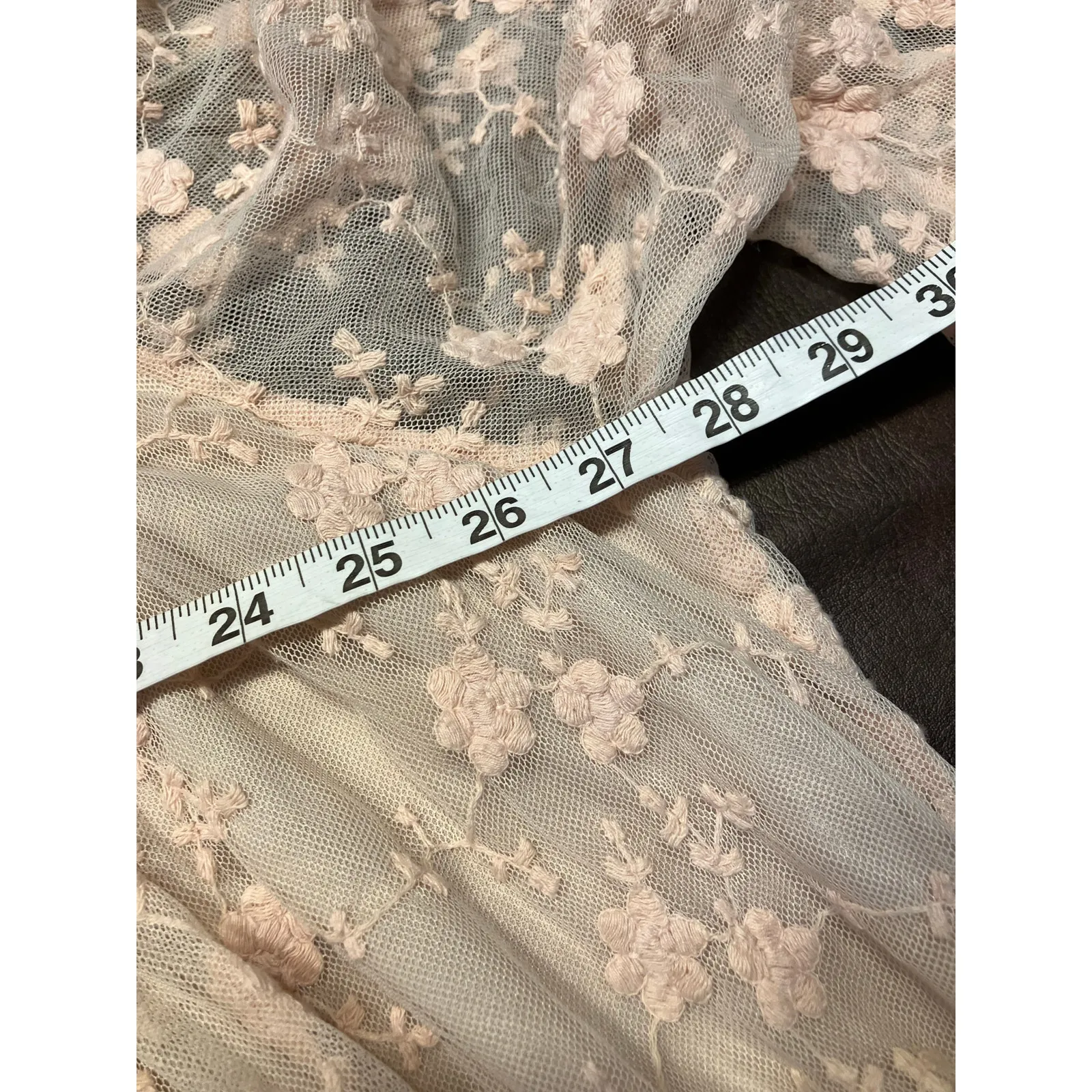 Suzanne Betro Blush Lace Embroidered Mesh Peasant Top 4X Floral Sheer Boho - Image 10