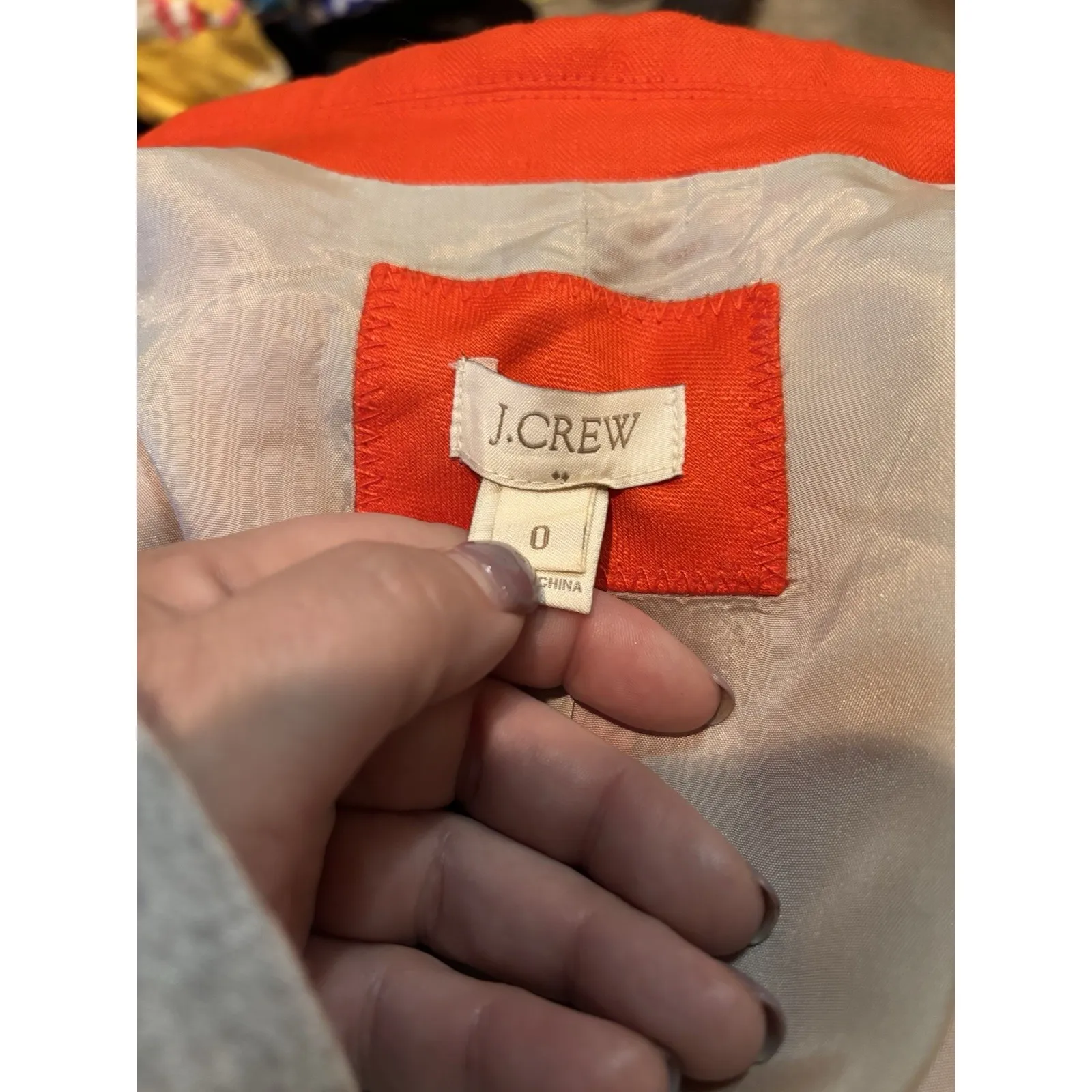 J.Crew Linen Blazer Jacket Women's Size 0 Orange Red Tailored Career Preppy - Image 5