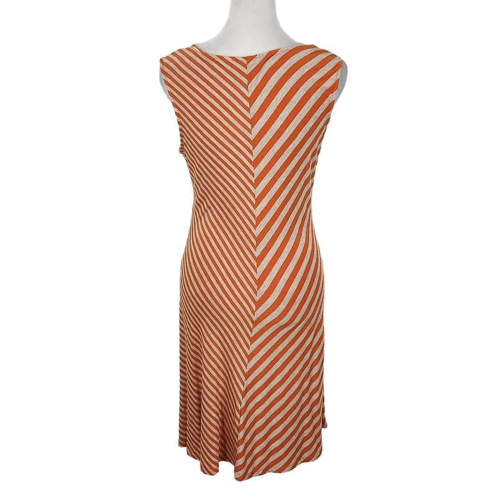 Calvin Klein Sleeveless Orange Striped Dress Size 4 Chevron Striped Dress - Image 2