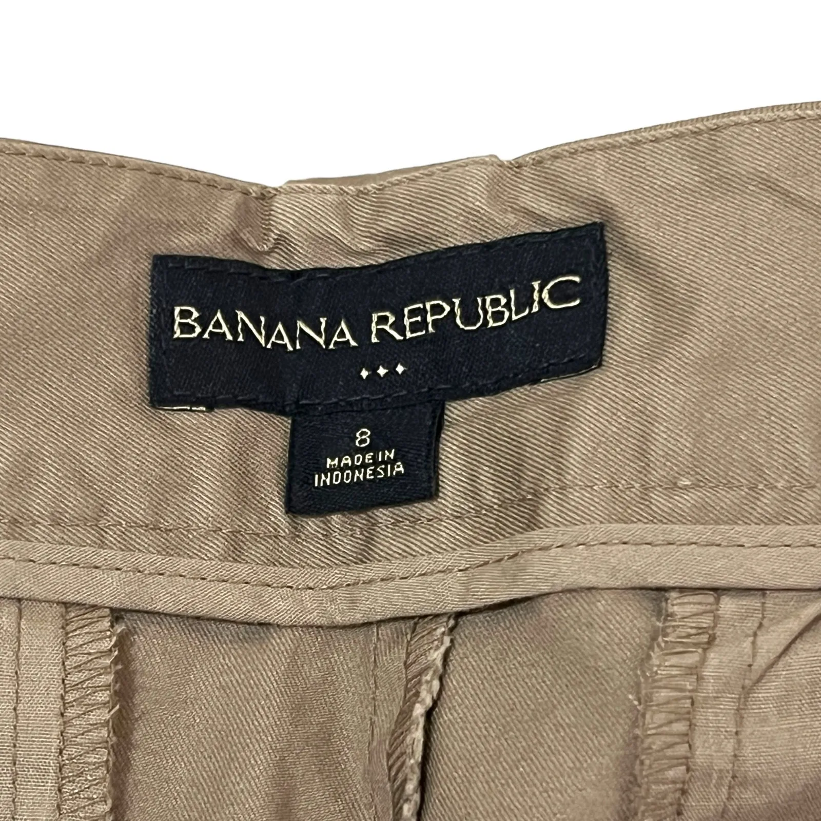 Banana Republic Factory SIZE 8 Taupe Cuffed Side Button 5 Pocket Dress Shorts - Image 7