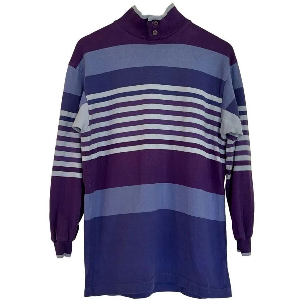 L.L. Bean vintage purple striped rugby tunic pullover sml - Image 2