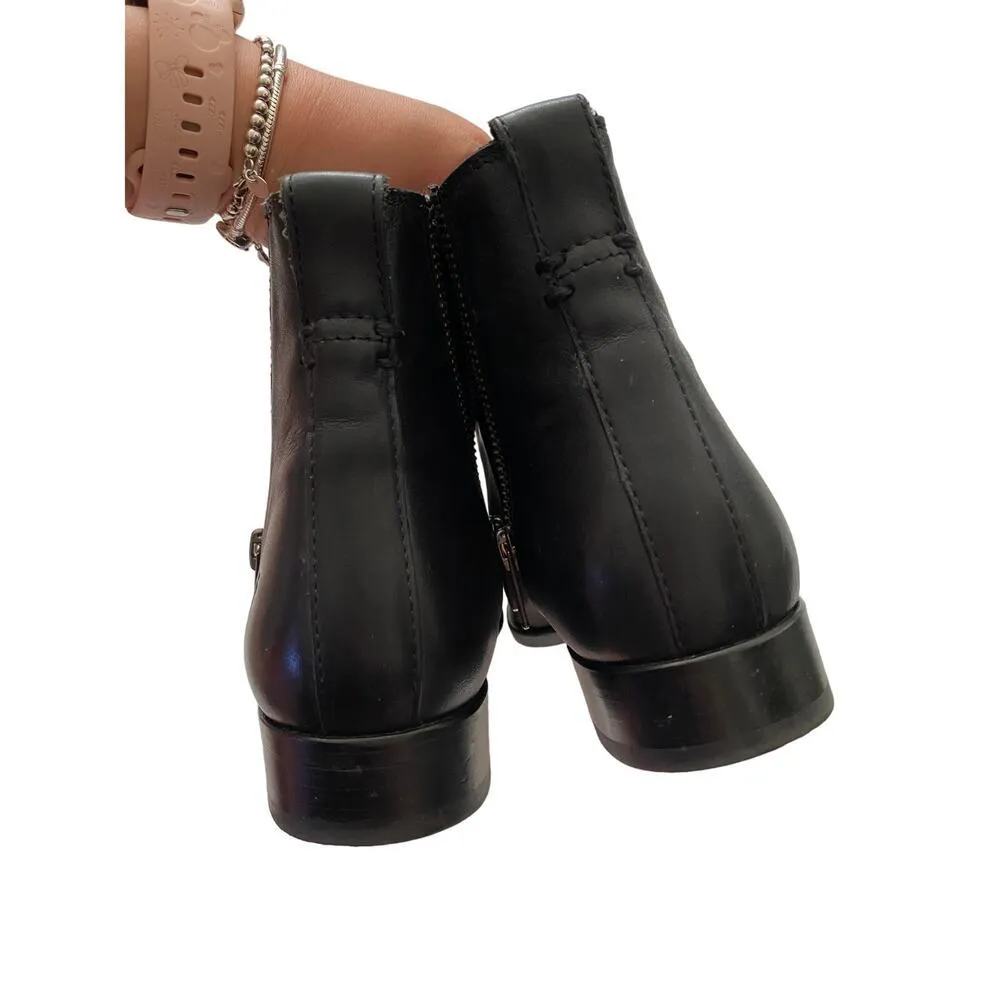 FRYE 1" Heel Carly Black Leather Zip Round-Toe Chelsea Boots Fall - Women 6.5 - Image 4