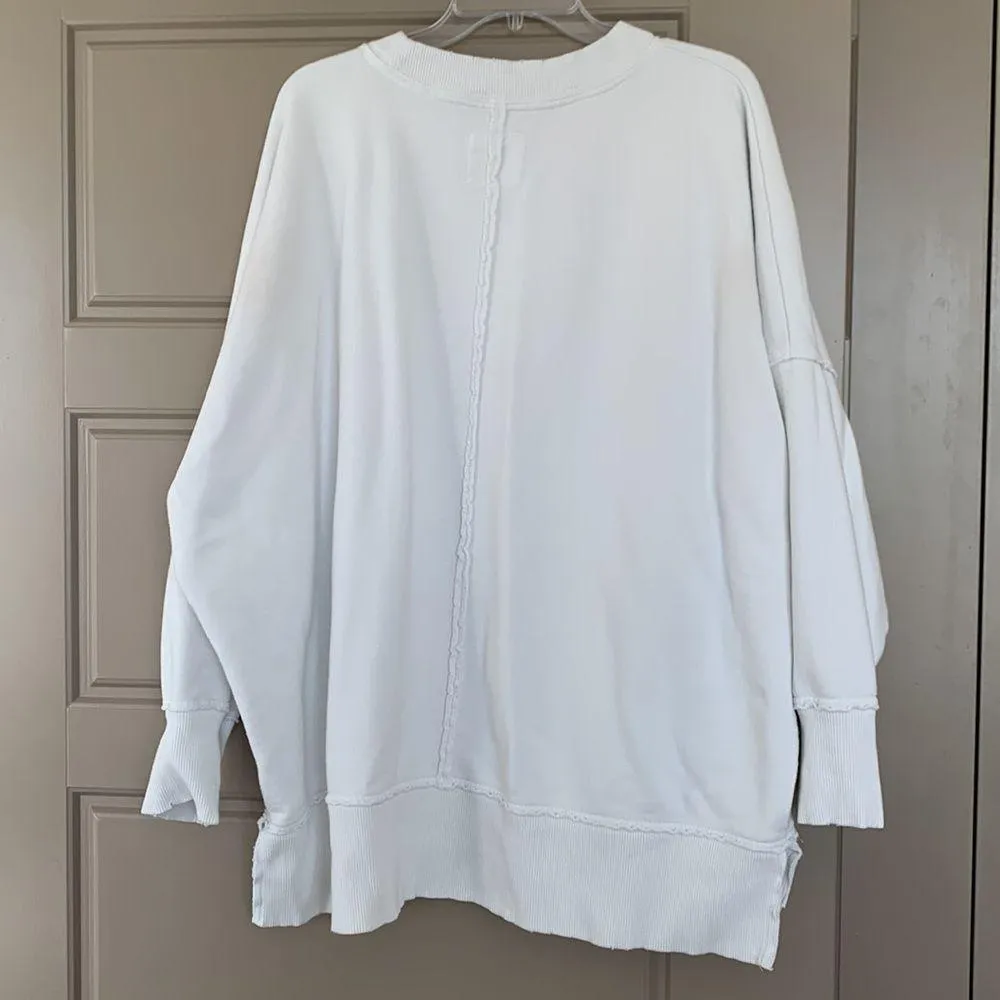 AERIE WHITE CREW SWEATSHIRT OVERSIZED LARGE - Image 5