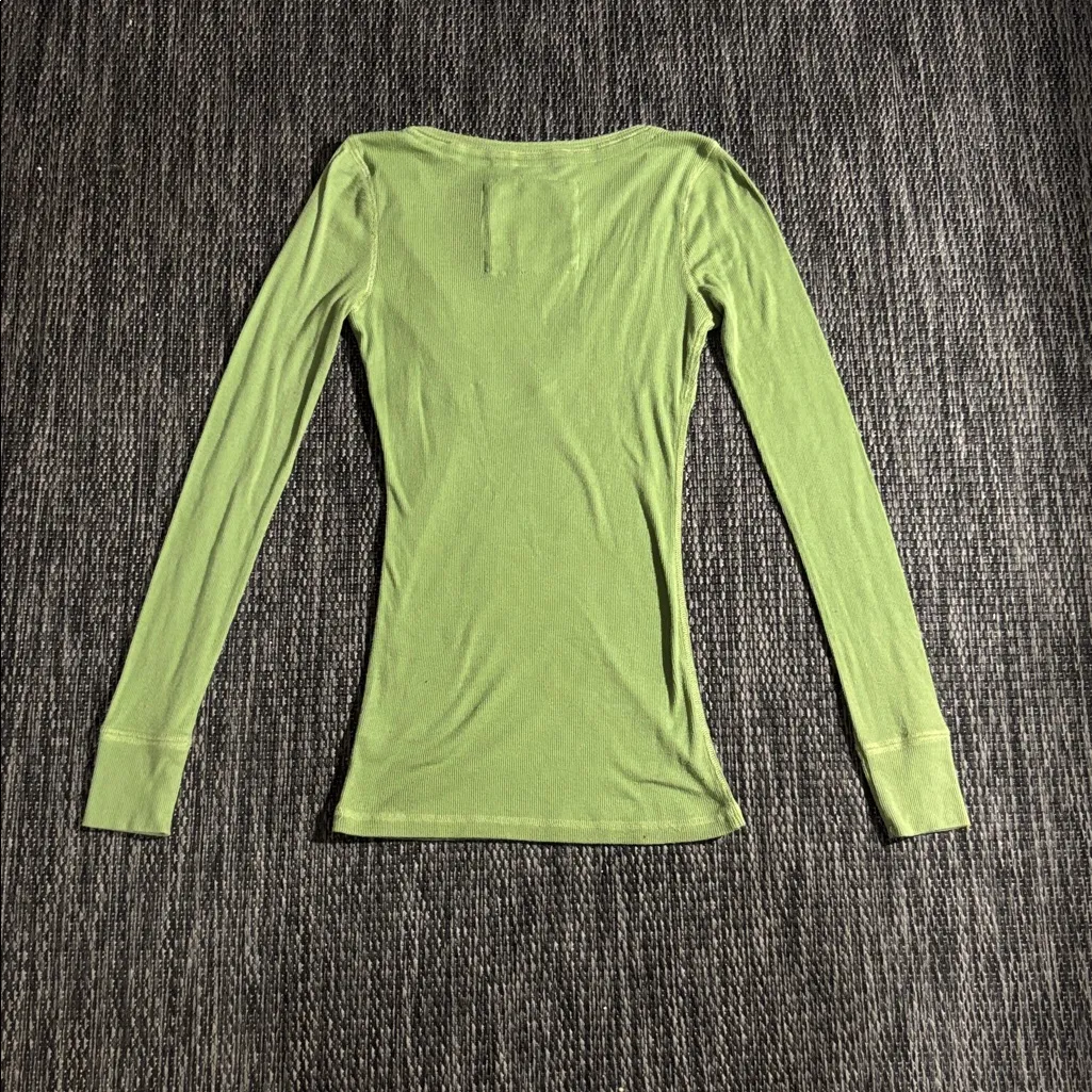 Vintage Y2K Abercrombie & Fitch Babydoll Top Size Medium Green V Neck Retro - Image 2