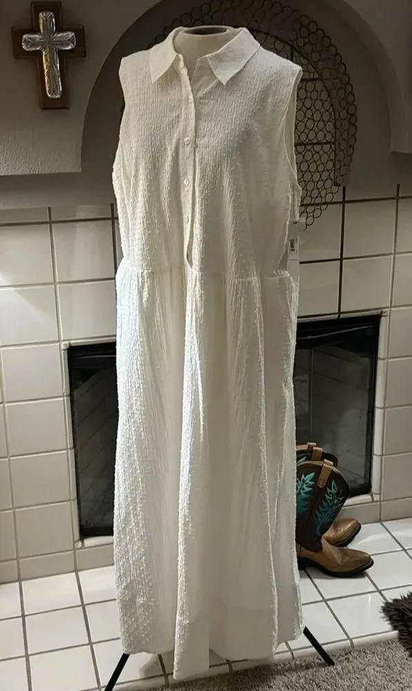 Maggy London Women's white Plus Size Maxi Full Skirt Shirt Dress size 16W NWT - Image 4