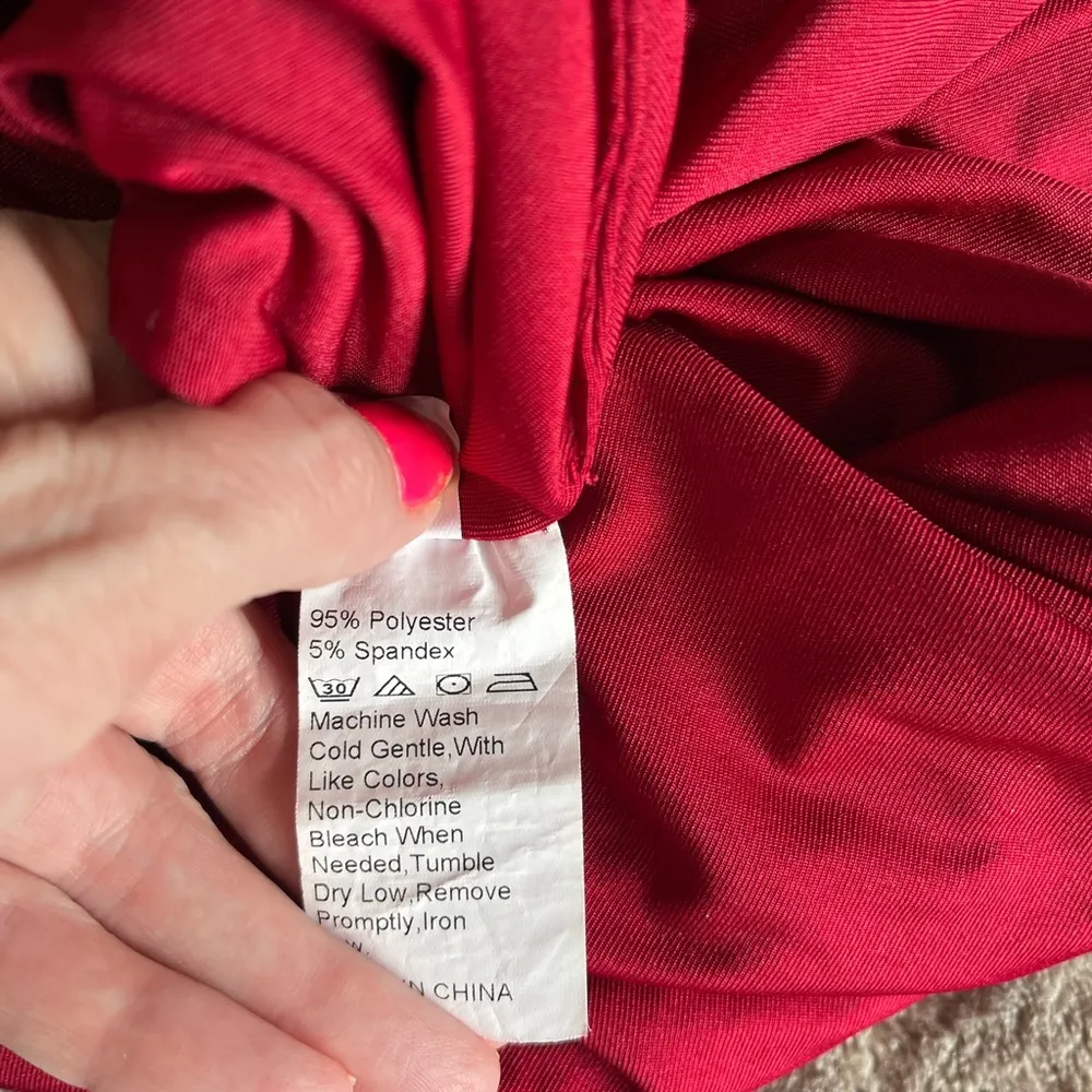 RIO COLLECTION Burgundy Ruched Strapless Bodycon Mini Cocktail Dress Sz S EUC Red - Image 5