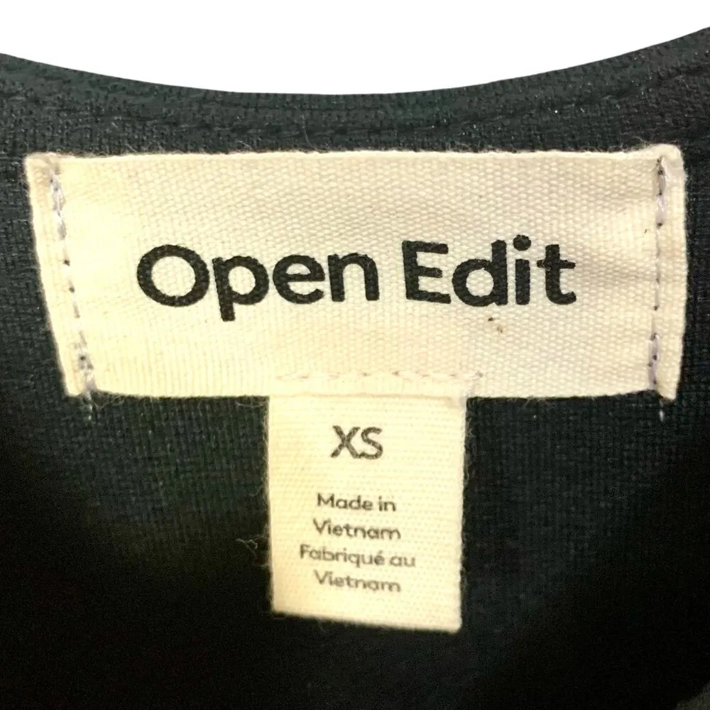 Open Edit Nordstrom Black XS Scoop Neck Dress Day-Night Knit Stretch Front Slit - Image 10