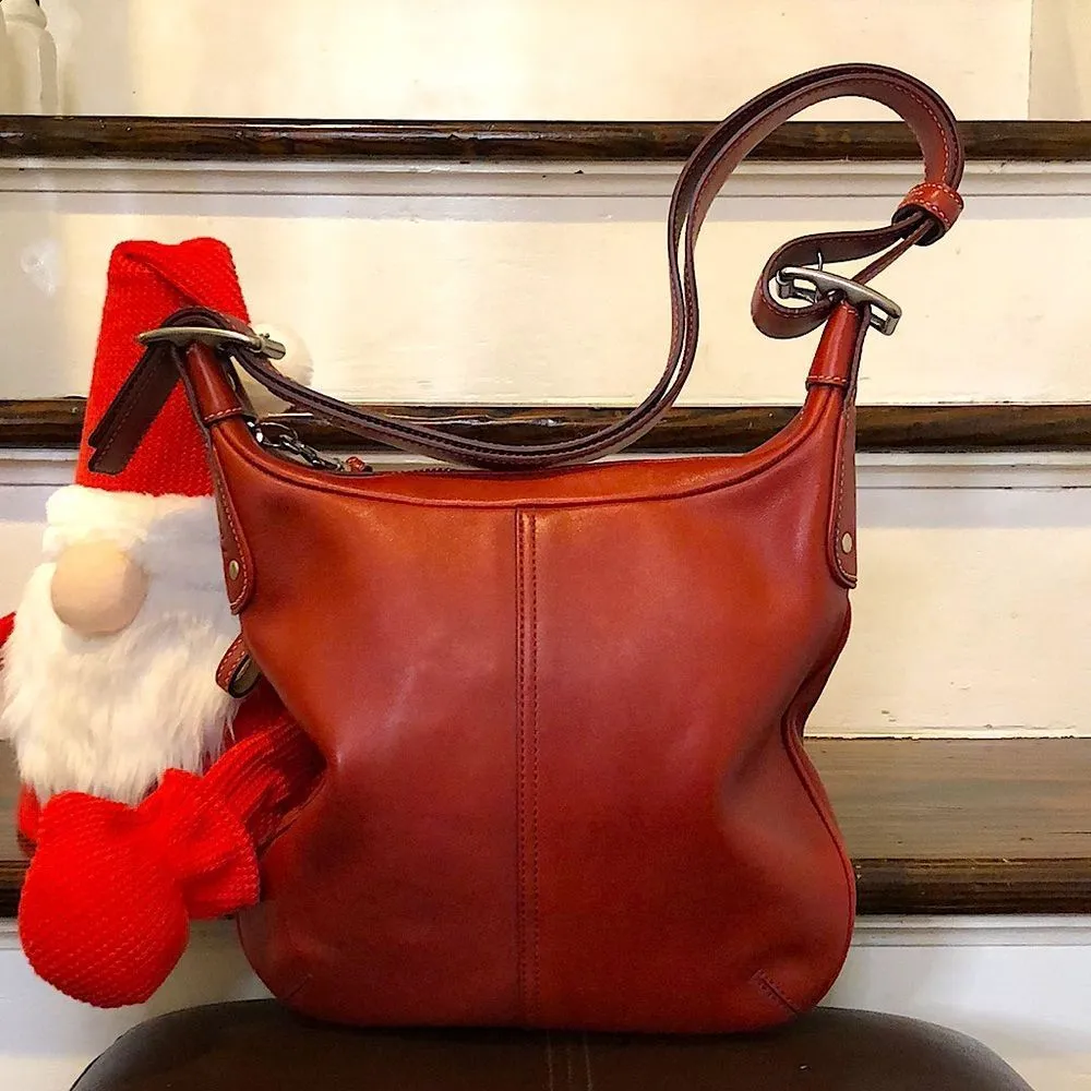 COACH Legacy Red Leather Feeder Bucket Adjustable Crossbody Shoulder Bag Vintage - Image 12