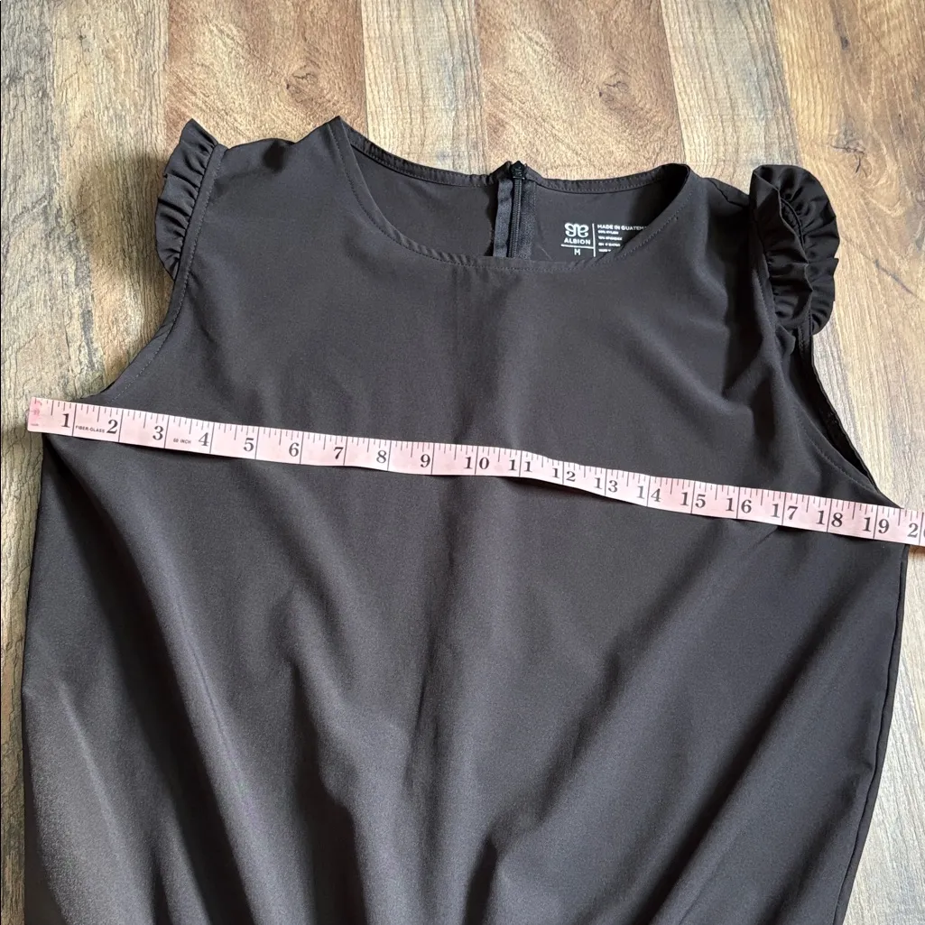 ALBION FIT  Ruffle Sleeve Romper Drawstring Waist Wrinkle Free Black Size M - Image 12