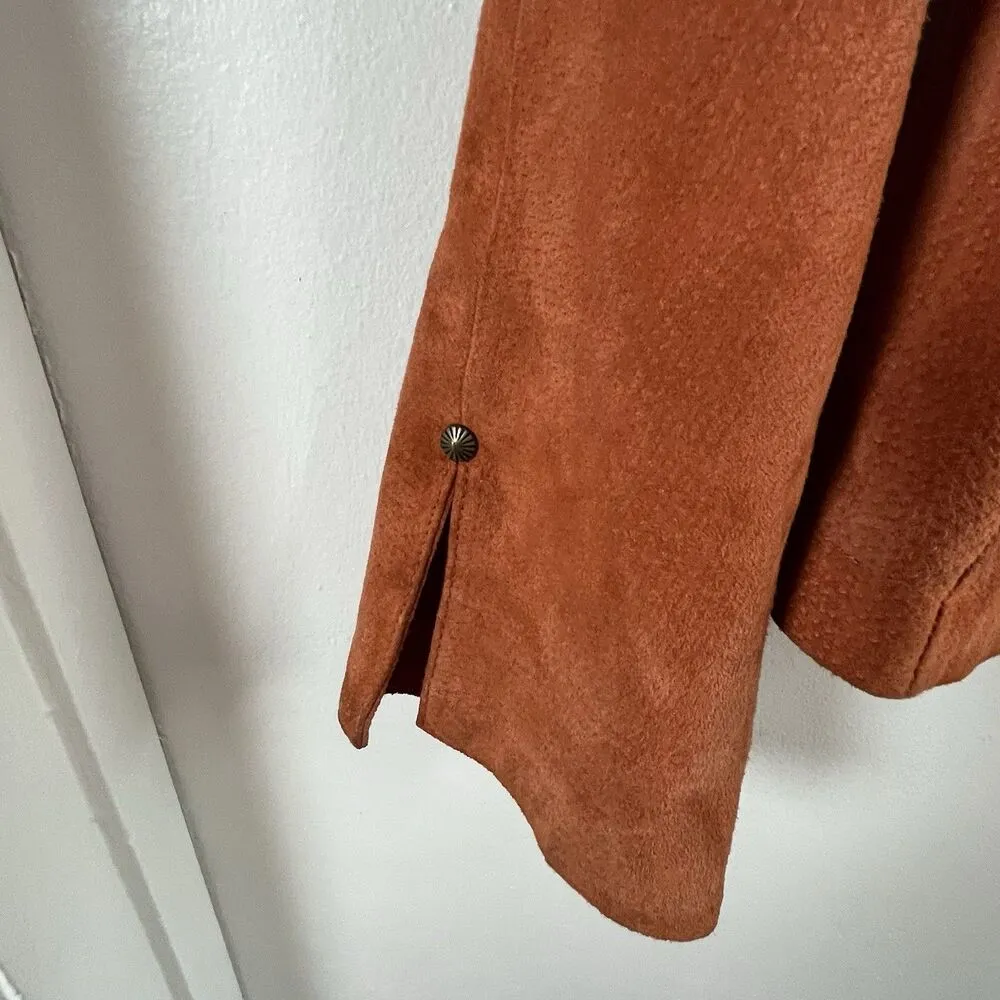 Live A Little Orange Red 100% Leather Button Jacket Women Large - Image 7