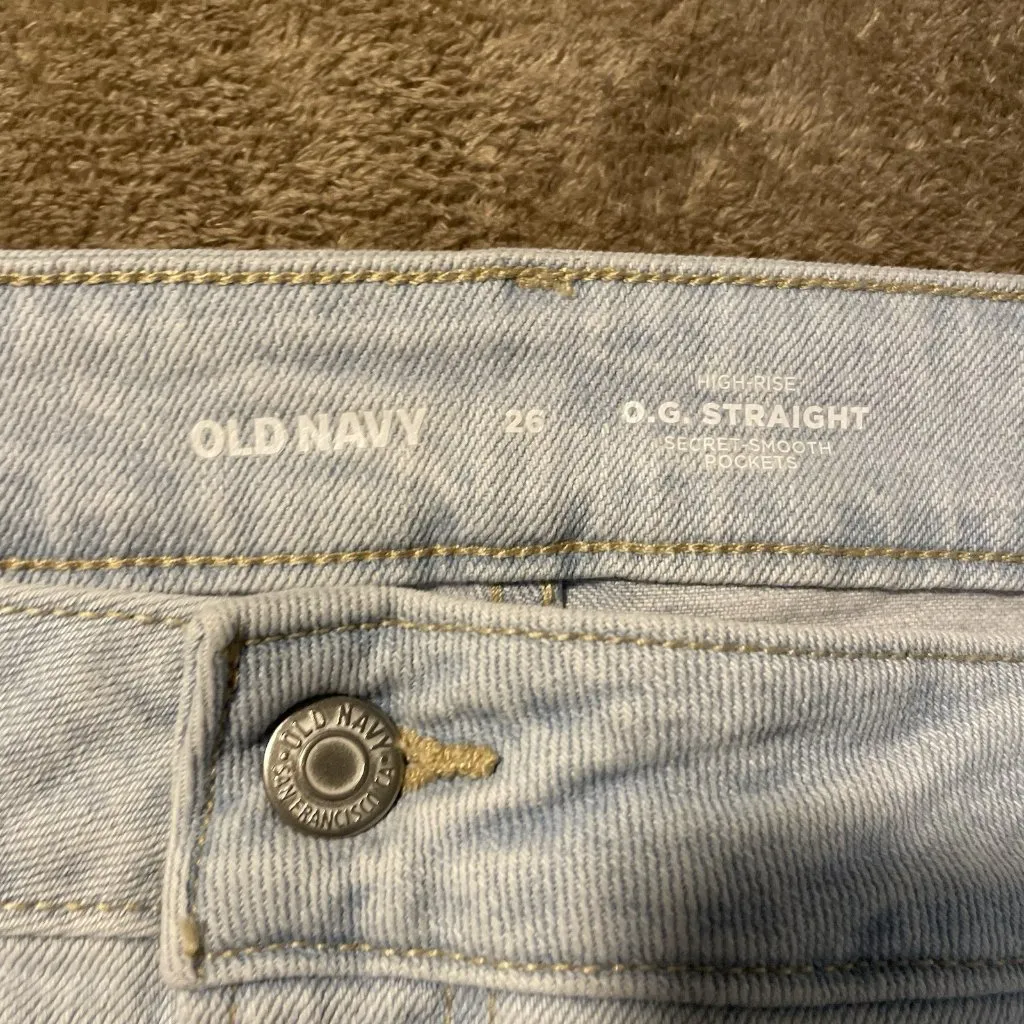 NWT Old Navy Jeans Womens 26 Plus OG Straight High Rise Light Wash Pants Blue - Image 2