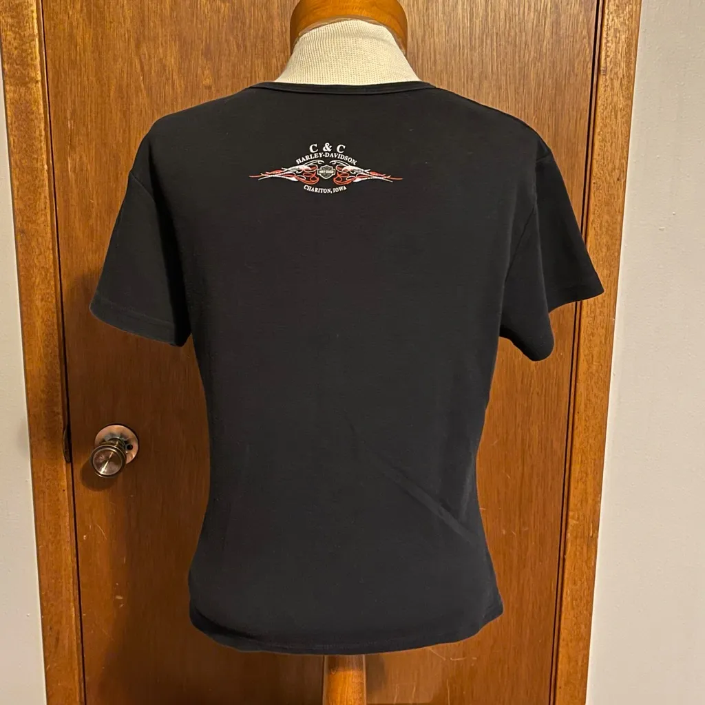 Harley Davidson Sportswear Woman's Bedazzled Shirt Size XL Black - Image 4