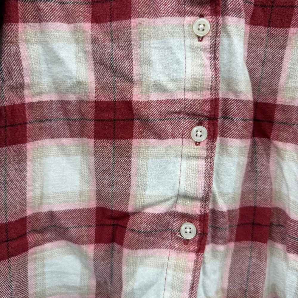 Old Navy The Boyfriend Shirt Red Cream Long Sleeve Plaid Button Front Shirt Sz S - Image 8