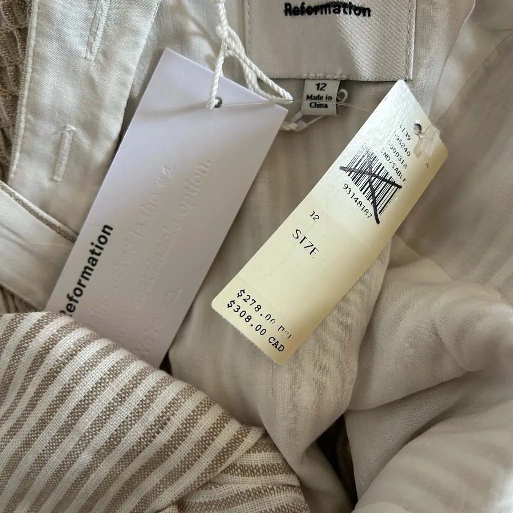 Reformation Balia Linen Midi Dress striped sz 12 nwt - Image 15