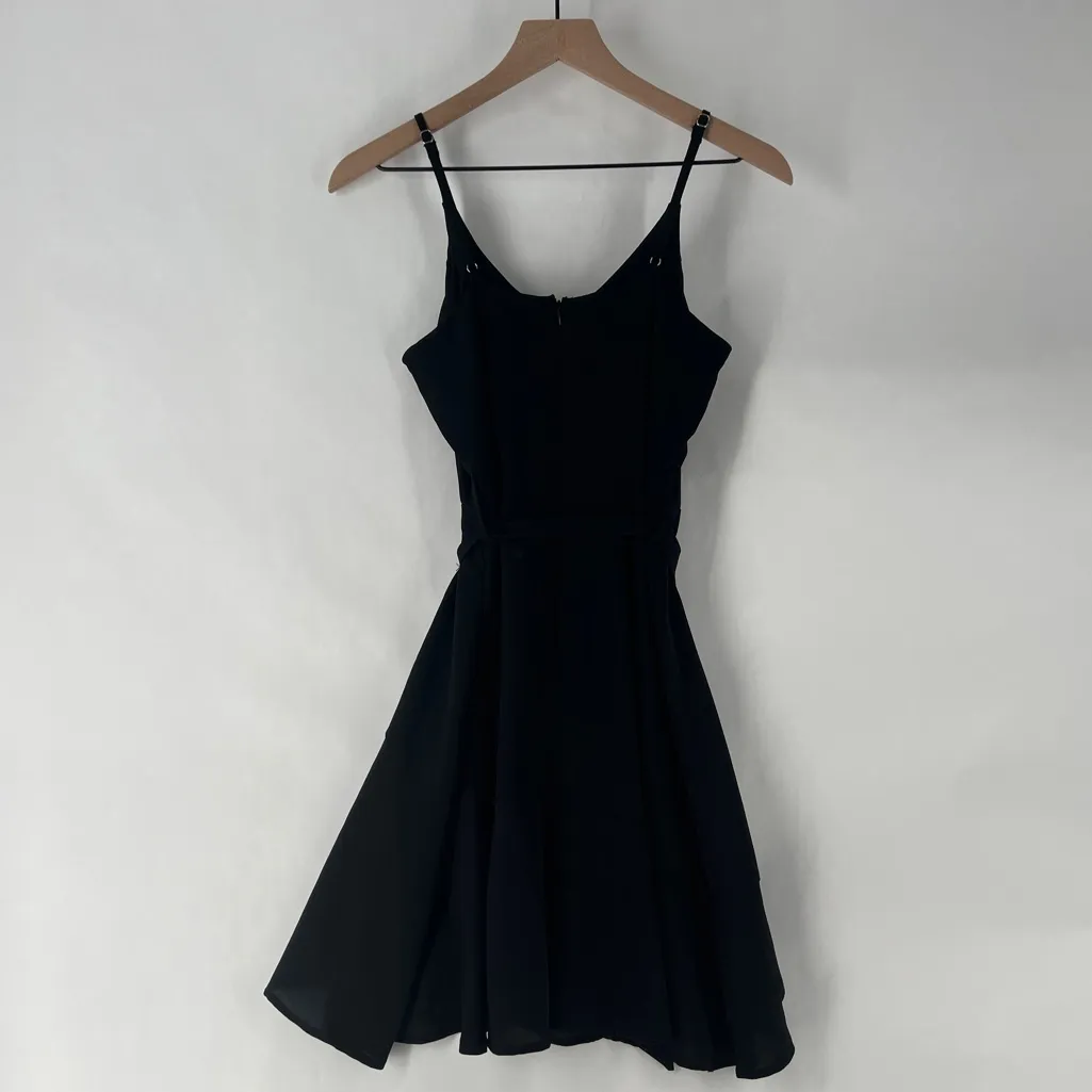 She + Sky Black Sleeveless Cami Dress Flounce Wrap Skirt Fit & Flare Mini Size S - Image 7