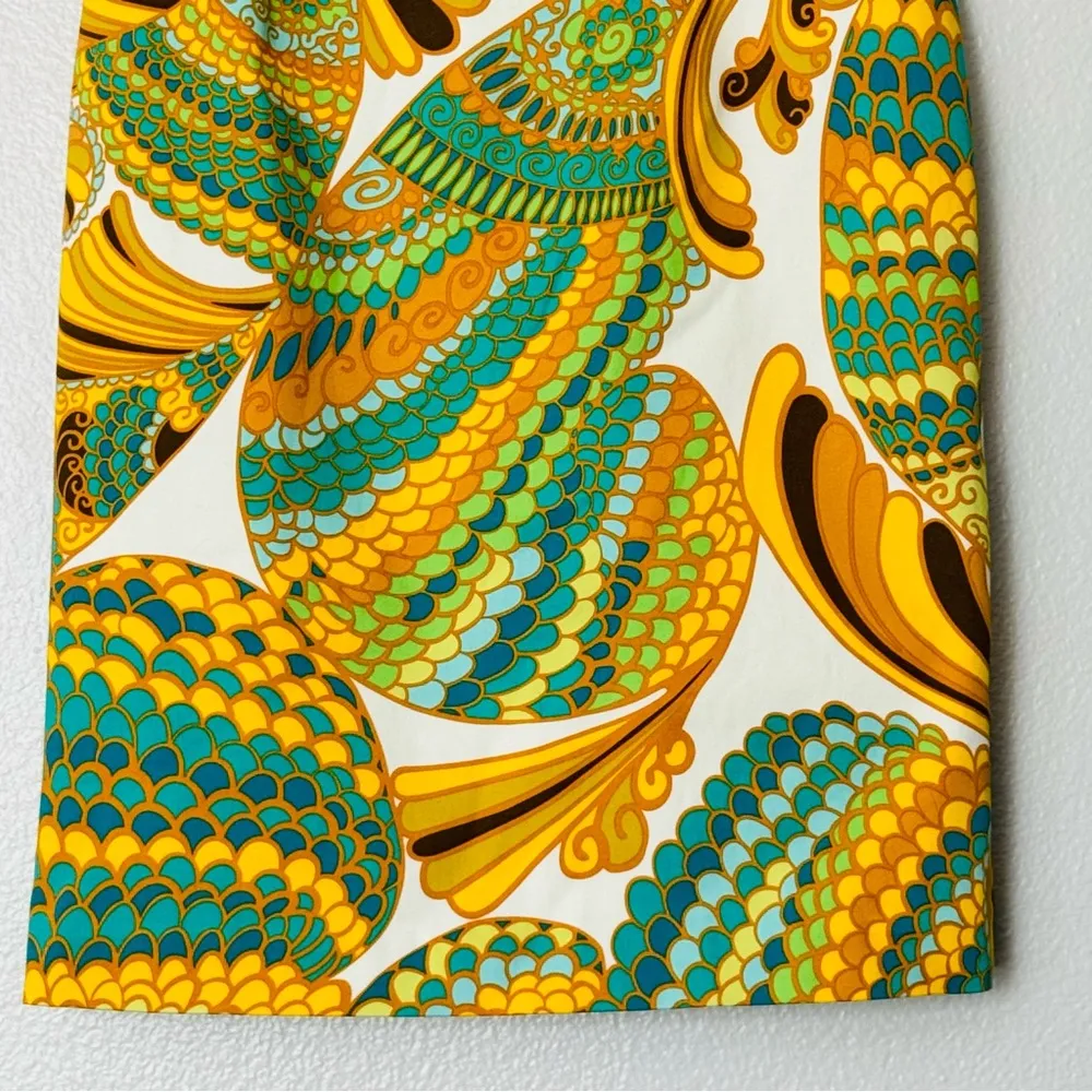 Trina Turk for Banana Republic Blue Pisces Printed Cora Strapless Dress Size 0 - Image 4