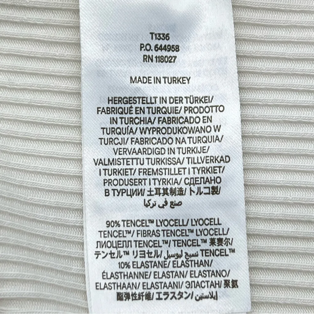 Boden Cream Short Sleeve Ribbed Deep Scoop Neckline Fitted T - Image 9